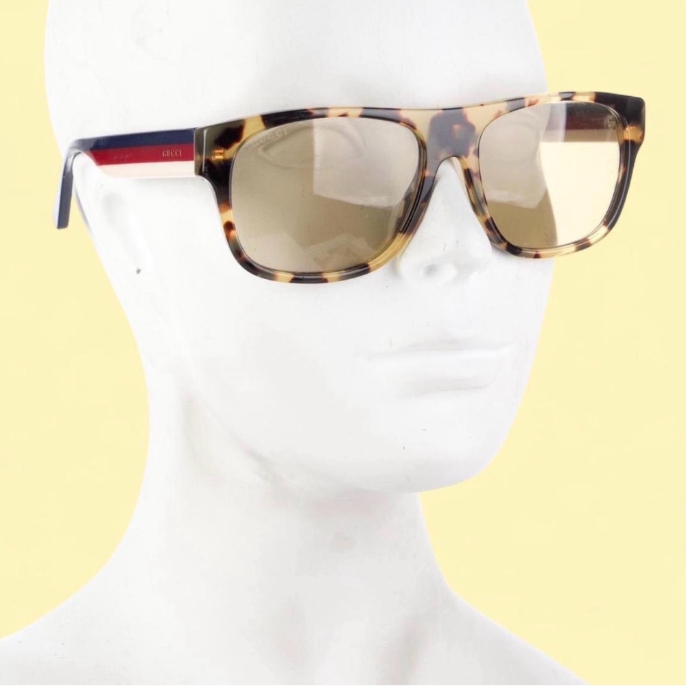 Gucci Tortoiseshell Frame Sunglasses with Red Accent